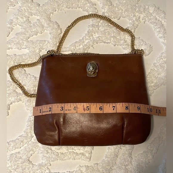 Vintage (1970s) Ruth Saltz Brown Leather Adjustable Cougar Head Purse - Picture 6 of 9